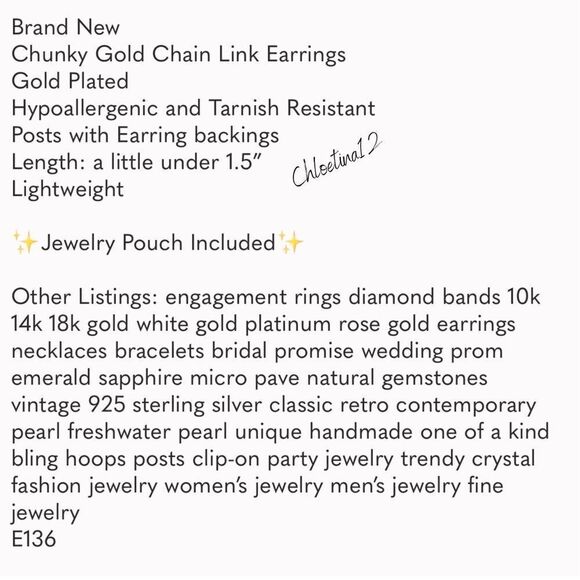 #36 NEW Unique Gold Chain Link Earrings - Picture 3 of 4